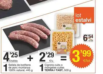 BonpreuEsclat Safata de botifarra de porc muntanya 100% natural o cigrons cuits o mongetes cuites terra i tast oferta