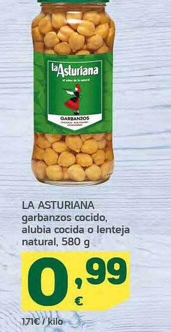 HiperDino La asturiana garbanzos cocido, alubia cocida o lenteja natural oferta