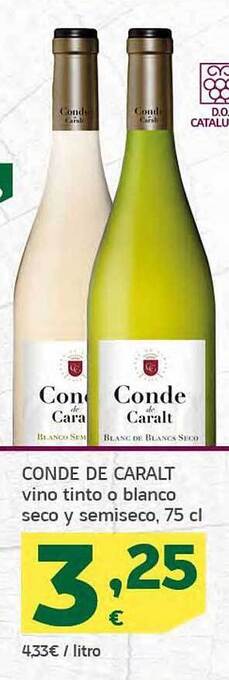 HiperDino Conde de caralt vino tinto o blanco seco y semiseco oferta