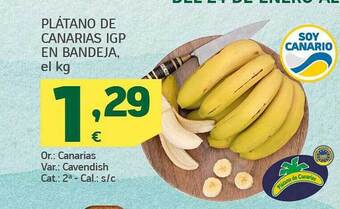 HiperDino Plátano de canarias igp en bandeja oferta