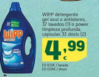 HiperDino Wipp detergente gel azul o antiolores oferta