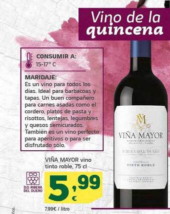 HiperDino Viña mayor vino tinto roble oferta