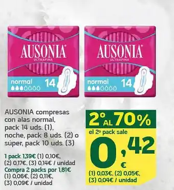 HiperDino Ausonia compresas con alas normal oferta