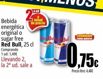Unide Market Bebida energética original o sugar free red bull oferta