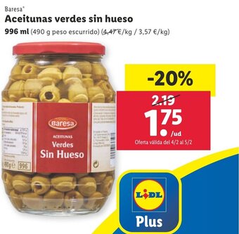 Lidl Aceitunas Verdes Sin Hueso oferta