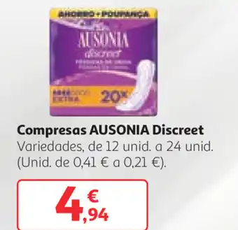Alcampo Ausonia Compresas Discreet Variedades, de 12 unid. a 24 unid. oferta