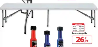 Alcampo Banco plegable alto 44cm, ancho 183cm, fondo 29cm oferta