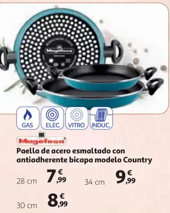 Alcampo Paella de acero esmaltado con antiadherente bicapa modelo Country 34 cm oferta