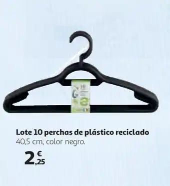 Alcampo Lote 10 perchas de plástico reciclado 40,5 cm, color negro oferta