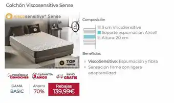 La Tienda Home Colchón viscosensitive sense viscosensitive® sense pruebalo garantía 120 noches saños gama basic ahorro rebajas 70% 13 oferta