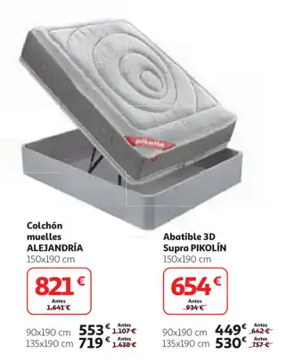 Alcampo Colchón muelles Alejandría 150x190 cm Abatible 3 D Supra Pikolín 150 x 190 cm oferta