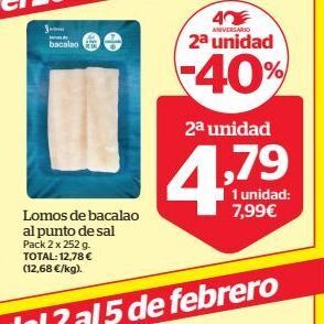 La Sirena Lomos de bacalao al punto de sal oferta