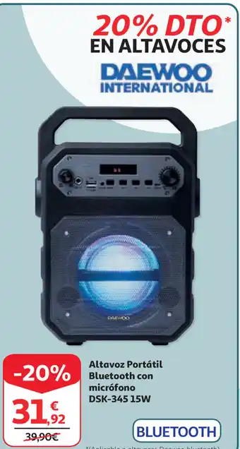 Alcampo Daewoo Altavoz Portátil Bluetooth con micrófono DSK-345 15 W oferta