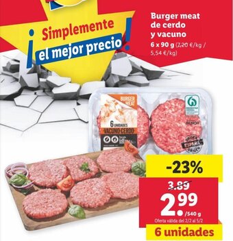 Lidl Burger Meat De Cerdo Y Vacuno oferta
