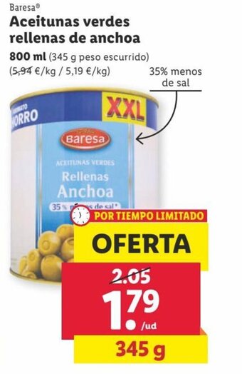 Lidl Aceitunas Verdes Rellenas de Anchoa oferta