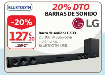 Alcampo LG SJ3 Barra de sonido 21,300 W. subwoofer Bluetooth, USB oferta