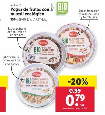 Lidl Yogur de Frutas Con Muesli Ecológico oferta