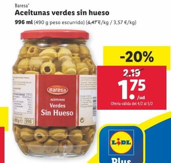 Lidl Aceitunas Verdes Sin Hueso oferta