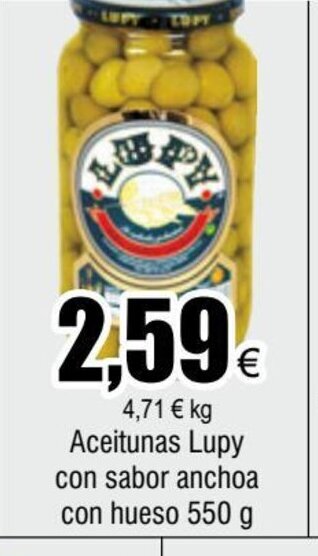 FROIZ Aceitunas Lupy con Sabor Anchoa con Hueso 550 g oferta