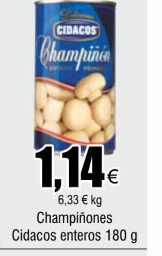 FROIZ Champiñones Cidacos Laminados 180g oferta