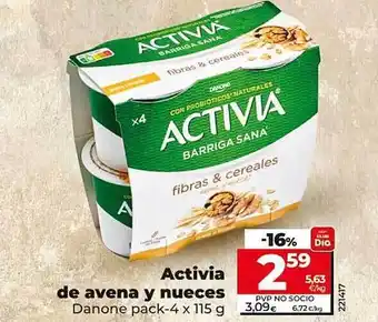 Dia Activia de avena y nueces danone oferta