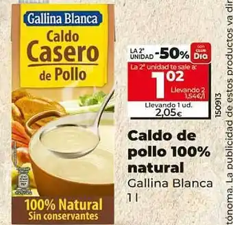 Dia Caldo de pollo 100% natural gallina blanca oferta
