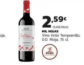Supermercados Lupa Mil hojas vino tinto tempranillo d.o. rioja oferta