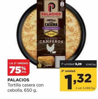 Alimerka Palacios tortilla casera con cebolla, 650 g oferta