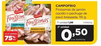 Alimerka Campofrio finnissimas de jamón cocido o pechuga de pavo braseada, 115 g oferta