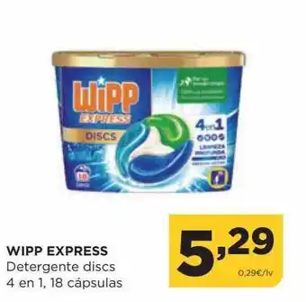 Alimerka Wipp express detergente discs 4 en 1 18 cápsulas oferta