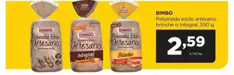 Alimerka Bimbo rebanada estilo artesano, brioche o integral, 550 g oferta