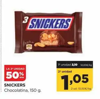 Alimerka Snickers chocolatina, 150 g oferta