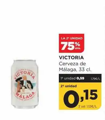 Alimerka La 2a unidad 75% dto. victoria cerveza de málaga oferta