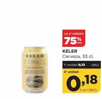 Alimerka La 2a unidad 75% dto. keler cerveza oferta