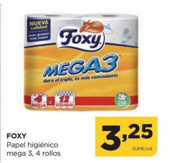 Alimerka Foxy papel higiénico mega 3,4 rollos oferta