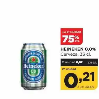 Alimerka La 2a unidad 75% dto. heineken 0.0% cerveza oferta