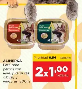Alimerka Alimerka paté para perros con aves y verduras o buey y verduras oferta