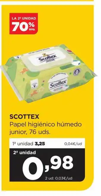 Alimerka La 2a unidad 70% dto scottex papel higiénico húmedo junior 76 oferta