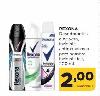 Alimerka Rexona desodorante aloe vera, invisible antimanchas o para hombra invisible ice oferta