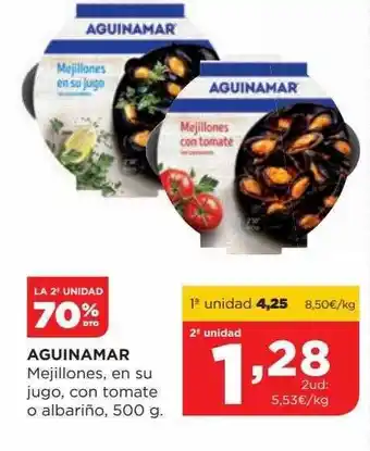 Alimerka La 2a unidad 70% dto aguinamar mejillones, en su jugo, con tomate o albariño oferta
