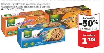 Sorli 2a unitat -50% galetes digestive de xocolata de civada i taronja o de civada amb xocolata i taronja gullón oferta
