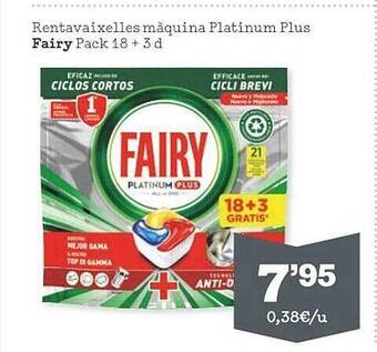 Sorli Rentavaixelles màquina platinum plus fairy oferta