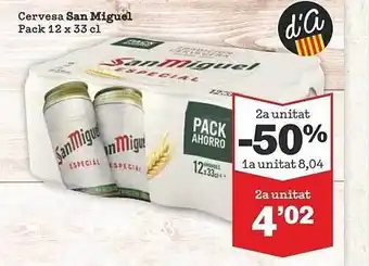 Sorli 2a unitat -50% cervesa san miguel pack 12 x 33 cl oferta
