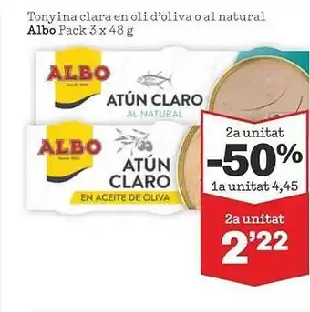 Sorli 2a unitat -50% tonyina clara en oli d'oliva o al natural albo oferta