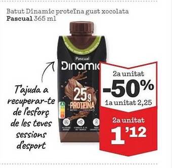 Sorli 2a unitat -50% batut dinamic proteïna gust xocolata pascual oferta