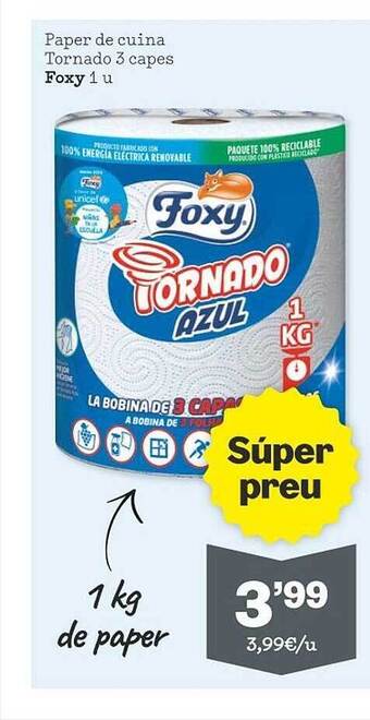 Sorli Paper de cuina tornado 3 capes foxy oferta
