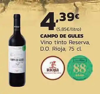 Supermercados Lupa Campo de gules vino tinto reserva d.o. rioja oferta