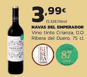 Supermercados Lupa Navas del emperador vino tinto crianza, d.o. ribera del duero oferta
