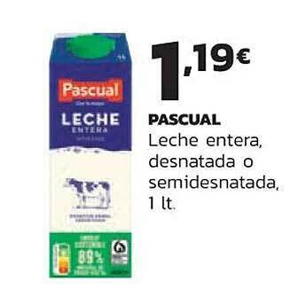 Supermercados Lupa Pascual leche entera desnatada o semidesnatada oferta