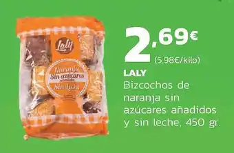 Supermercados Lupa Laly bizcochos de naranja sin azúcares añadidos y sin leche oferta